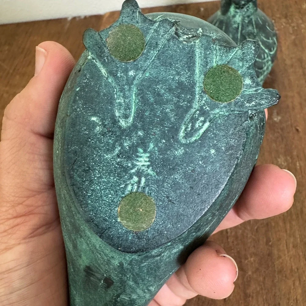 Vintage‎ Metal Green Patina Asian Decorative Bird Figurines